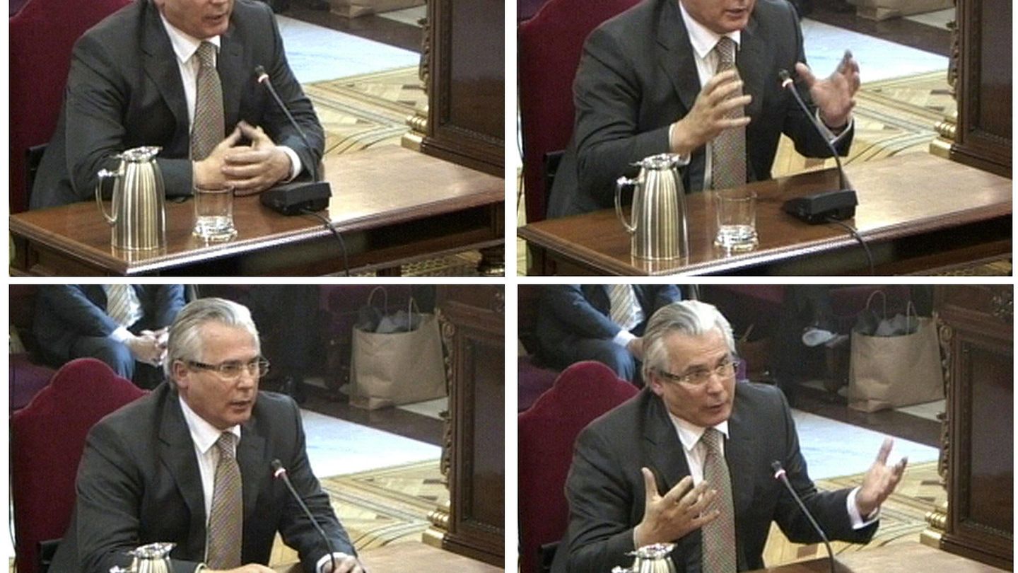 Garzón en varios momentos del juicio que le sentó en el banquillo de los acusados en 2012 (Efe)