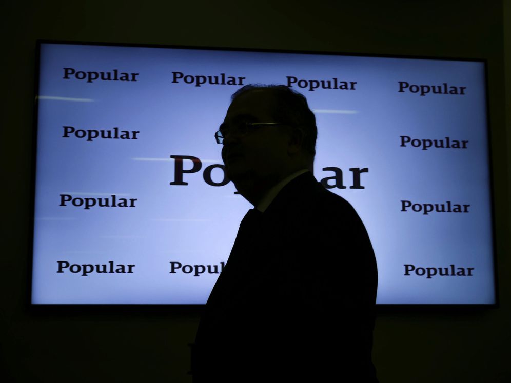 Foto: Ángel Ron, en la presentación de resultados del Popular en febrero de 2017 (EFE), la última de su presidencia.