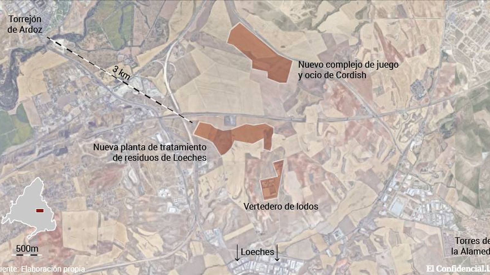 Foto: Mapa de situación de los vertederos cercanos a Loeches