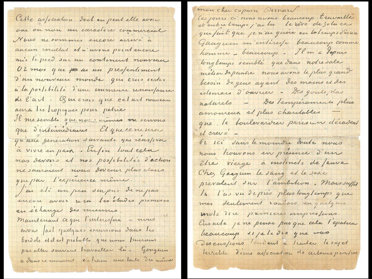 Foto: La carta conjunta enviada en noviembre de 1888 por Vincent Van Gogh y Paul Gauguin. (EFE)