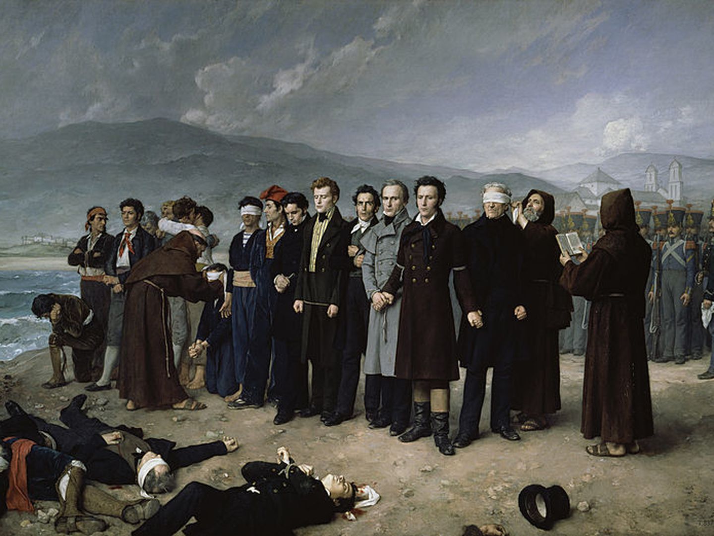 Fusilamiento de Torrijos en la playa de San Andrés (Málaga), por Antonio Gisbert Pérez, 1888. (Museo del Prado)