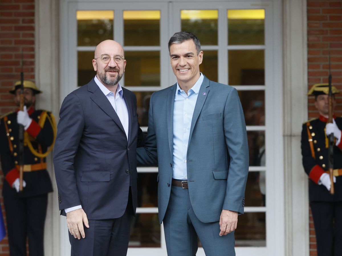 Foto: Pedro Sánchez y Charles Michel, antes de la reunión que han mantenido en el Palacio de la Moncloa. (EFE/Mariscal)