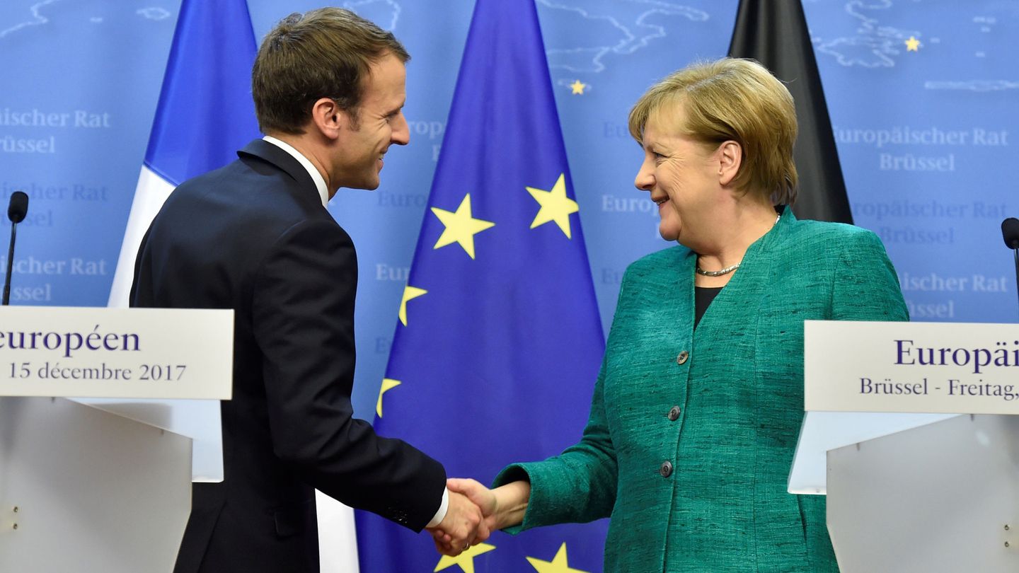 Emmanuel Macron y Angela Merkel. (Reuters)