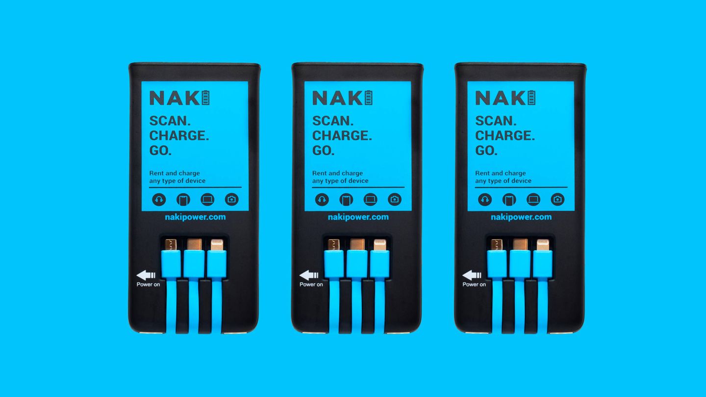 Baterías de alquiler de Naki, la 'startup' que comenzará a operar en febrero en Madrid y Barcelona.