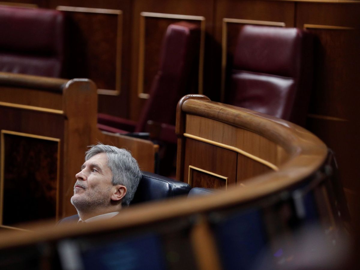Foto: El ministro del Interior, Fernando Grande-Marlaska, en el Congreso. (EFE)