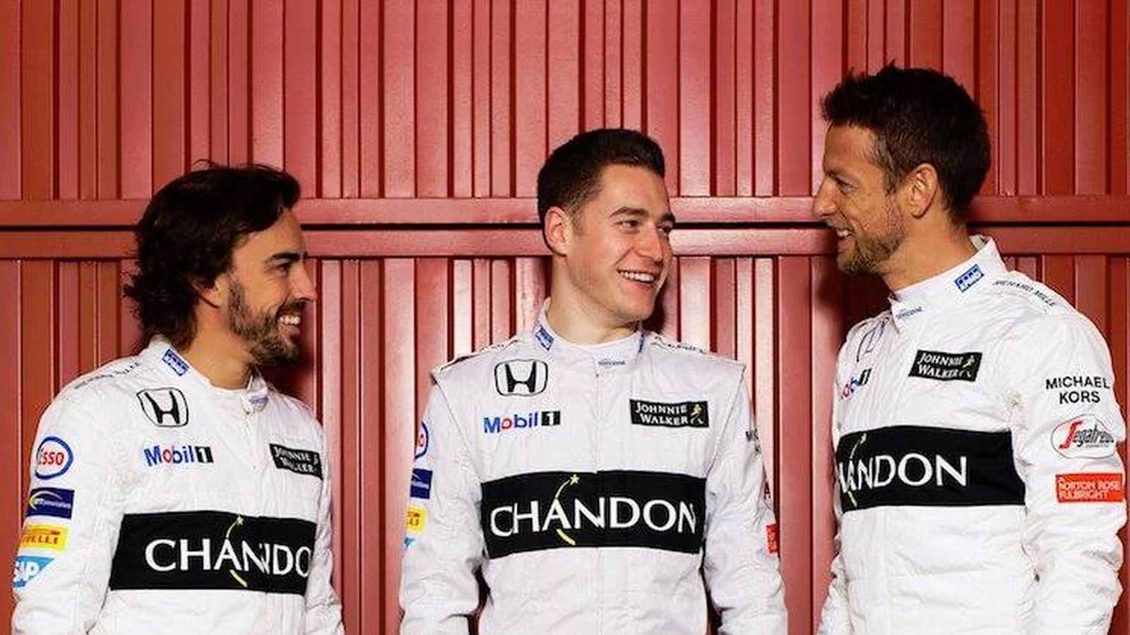 Foto: Los tres pilotos, Alonso Vandoorne y Button.