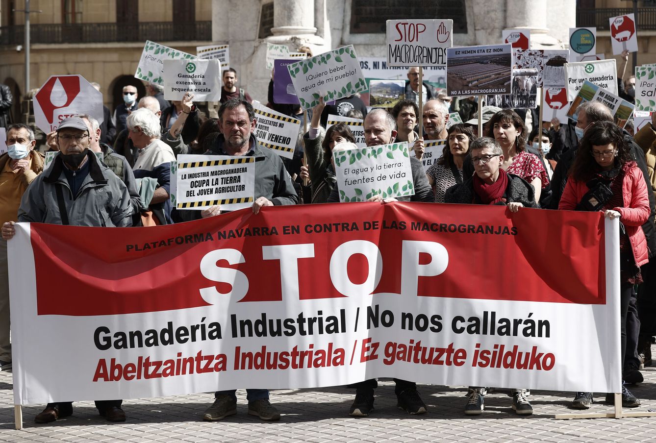 Protesta contra la ganadería industrial en Pamplona (EFE J.Diges)