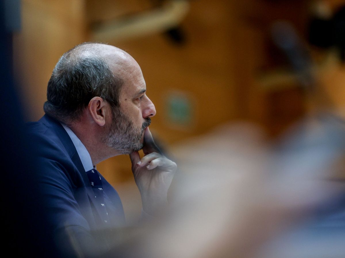 Foto: El presidente del Senado, Pedro Rollán, durante una sesión de control al Gobierno. (Europa Press/Ricardo Rubio)