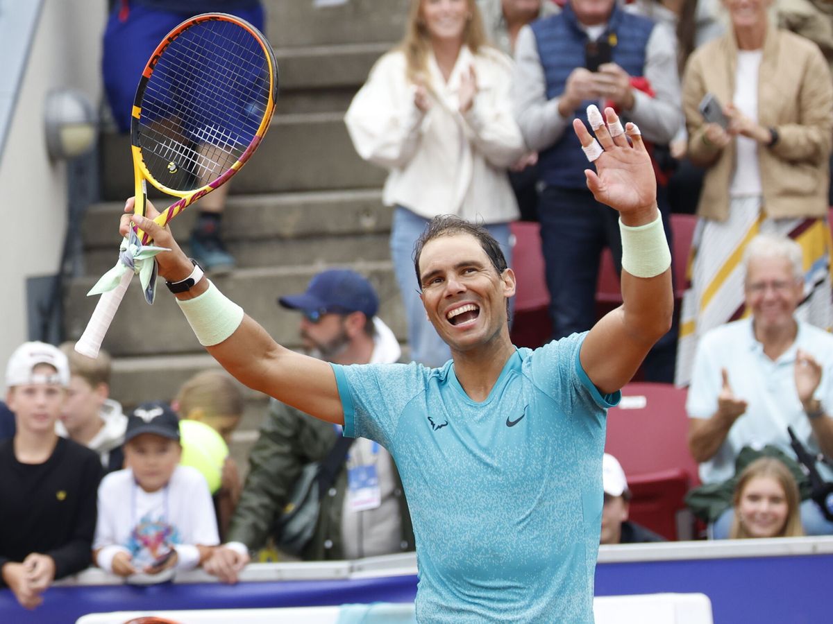 Foto: Rafa Nadal celebra la victoria ante Leo Borg (EFE/Adam Ihse)