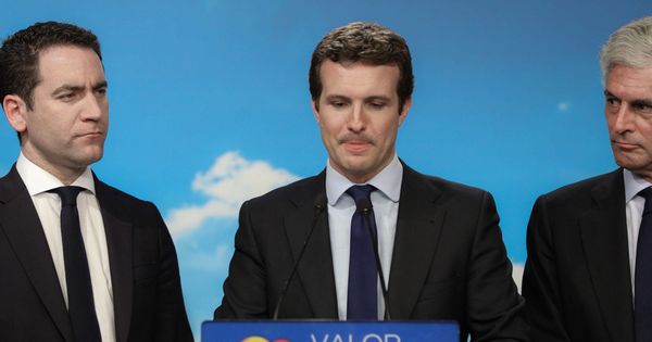 Foto: Casado, junto a García Egea y Suárez Illana. (Cordon Press)