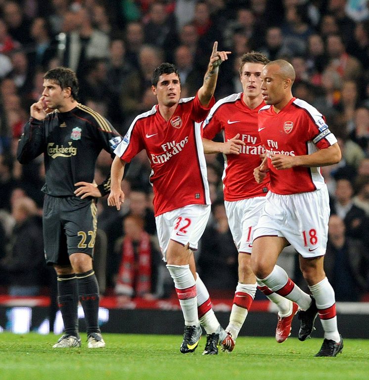 Foto: Fran Mérida celebra un gol con el Arsenal. (EFE)
