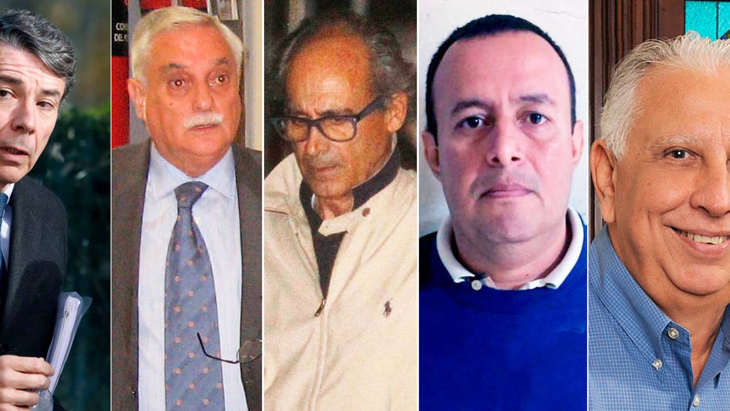 Ignacio González, Luis Vicente Moro, Edmundo Rodríguez, Diego Arias y Ramón Navarro, los cinco exdirectivos del Canal acusados de llevarse comisiones tras la compra de Emissao.