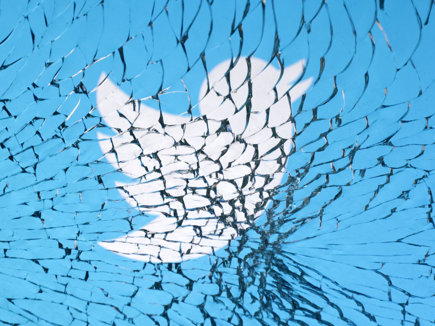 El logo de Twitter visto a través de un cristal roto (Reuters/Dado Ruvic)