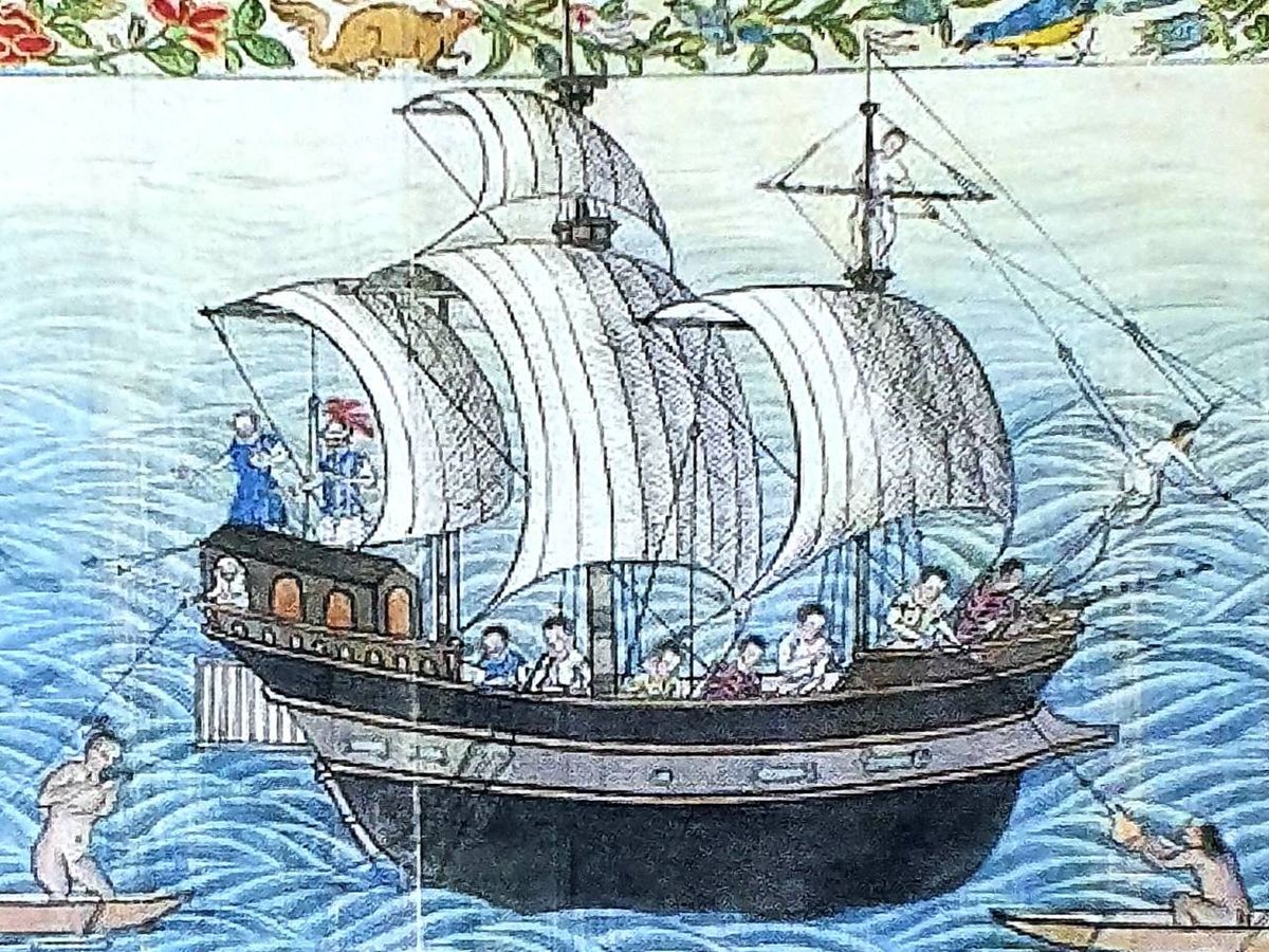 Foto: Llegada del galeón de Acapulco a la Isla de los ladrones. (Códice Boxer, 1590)