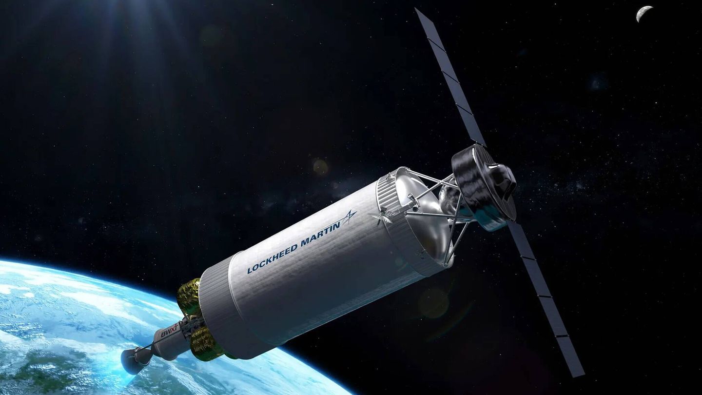Ilustración de la nave espacial de propulsión nuclear propuesta por Lockheed Martin. (Lockheed Martin)