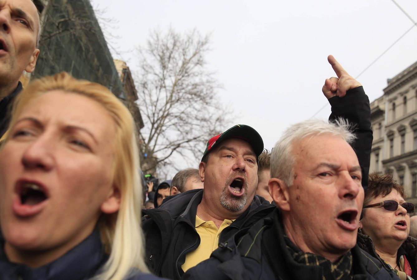 Protestas en el Día Nacional de Hungría. (Reuters)