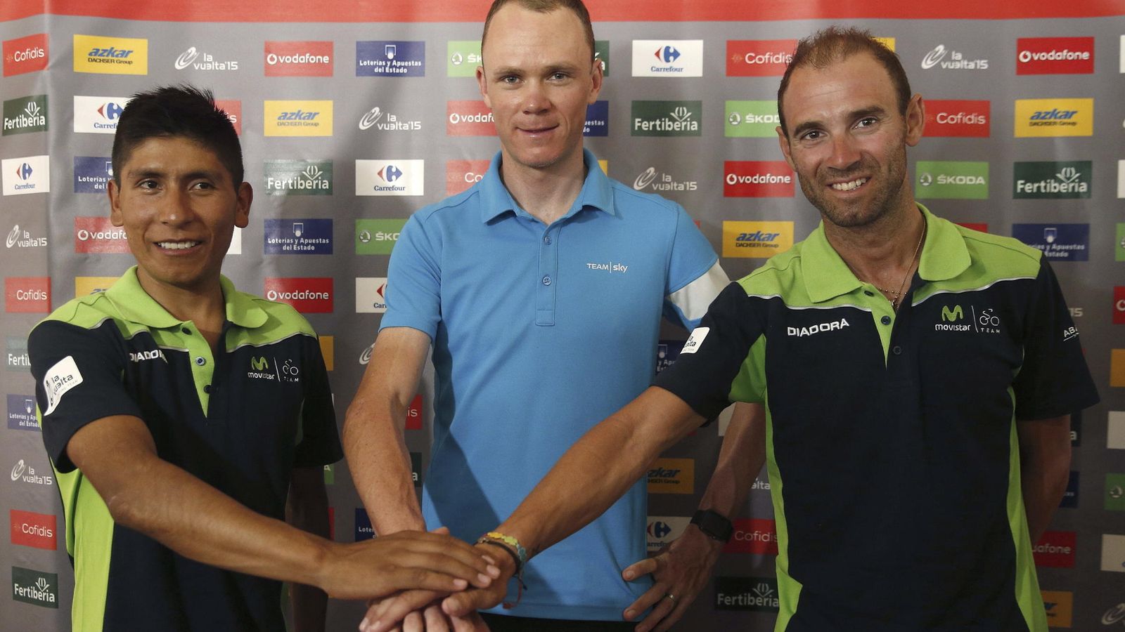 Foto: Los tres grandes favoritos al triunfo: Quintana, Froome y Valverde (EFE).