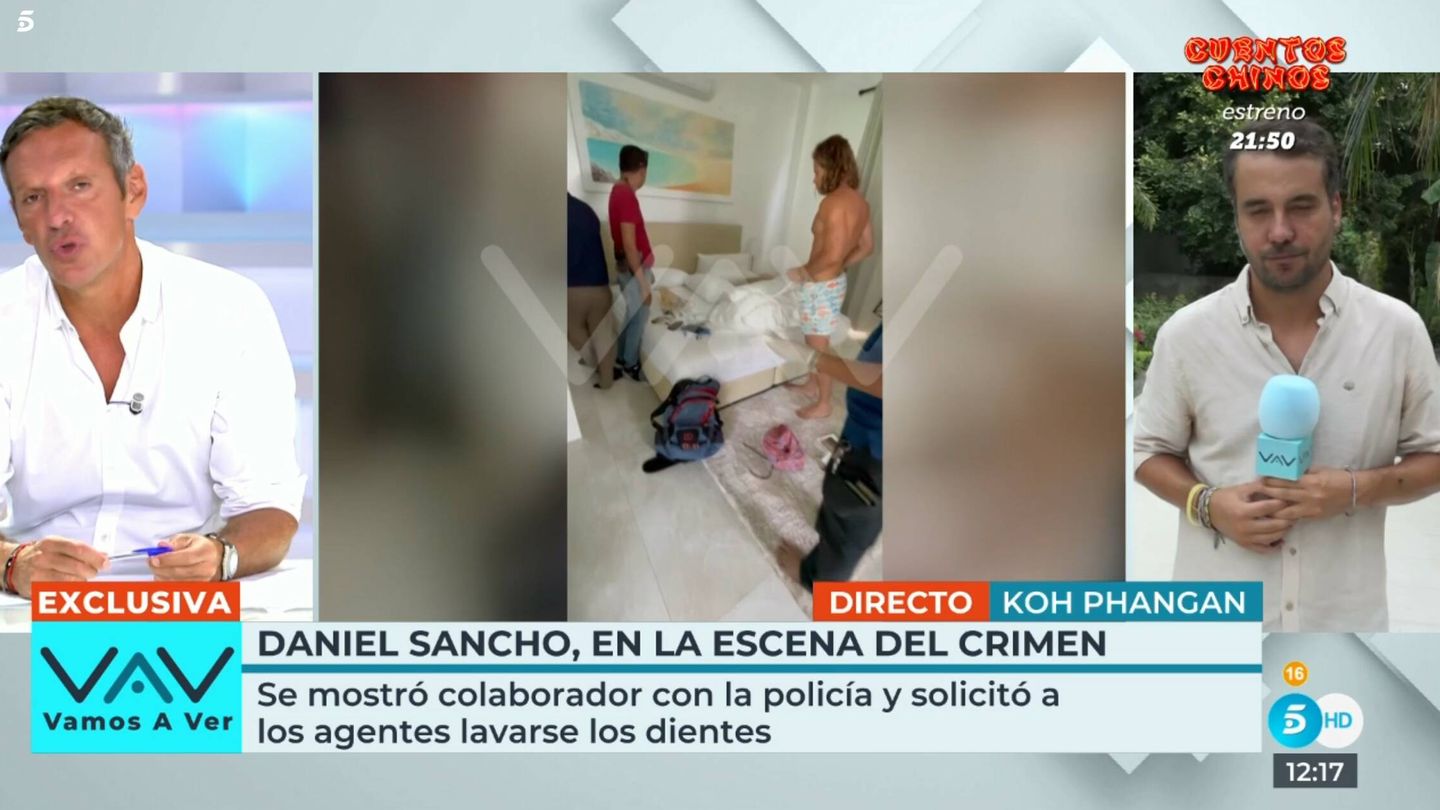 Daniel Sancho dobla tranquila y cuidadosamente una toalla tras ducharse en la escena del crimen. (Cortesía Mediaset)