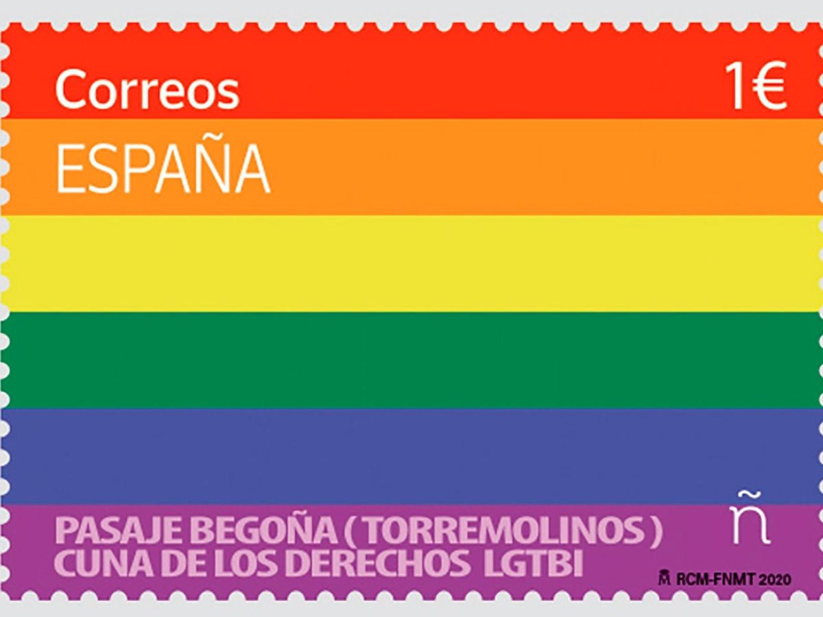 Foto: Sello de correos con motivo del Día del Orgullo LGTBI del 28 de junio. (EFE)
