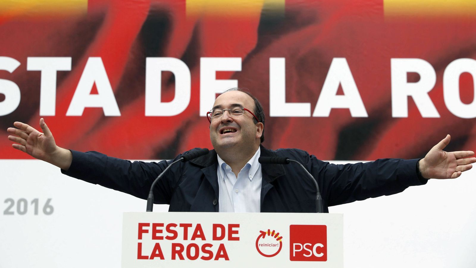 Foto: Miquel Iceta, primer secretario del PSC, durante su intervención en la Festa de la Rosa, este 24 de septiembre en Gavà, Barcelona. (EFE)