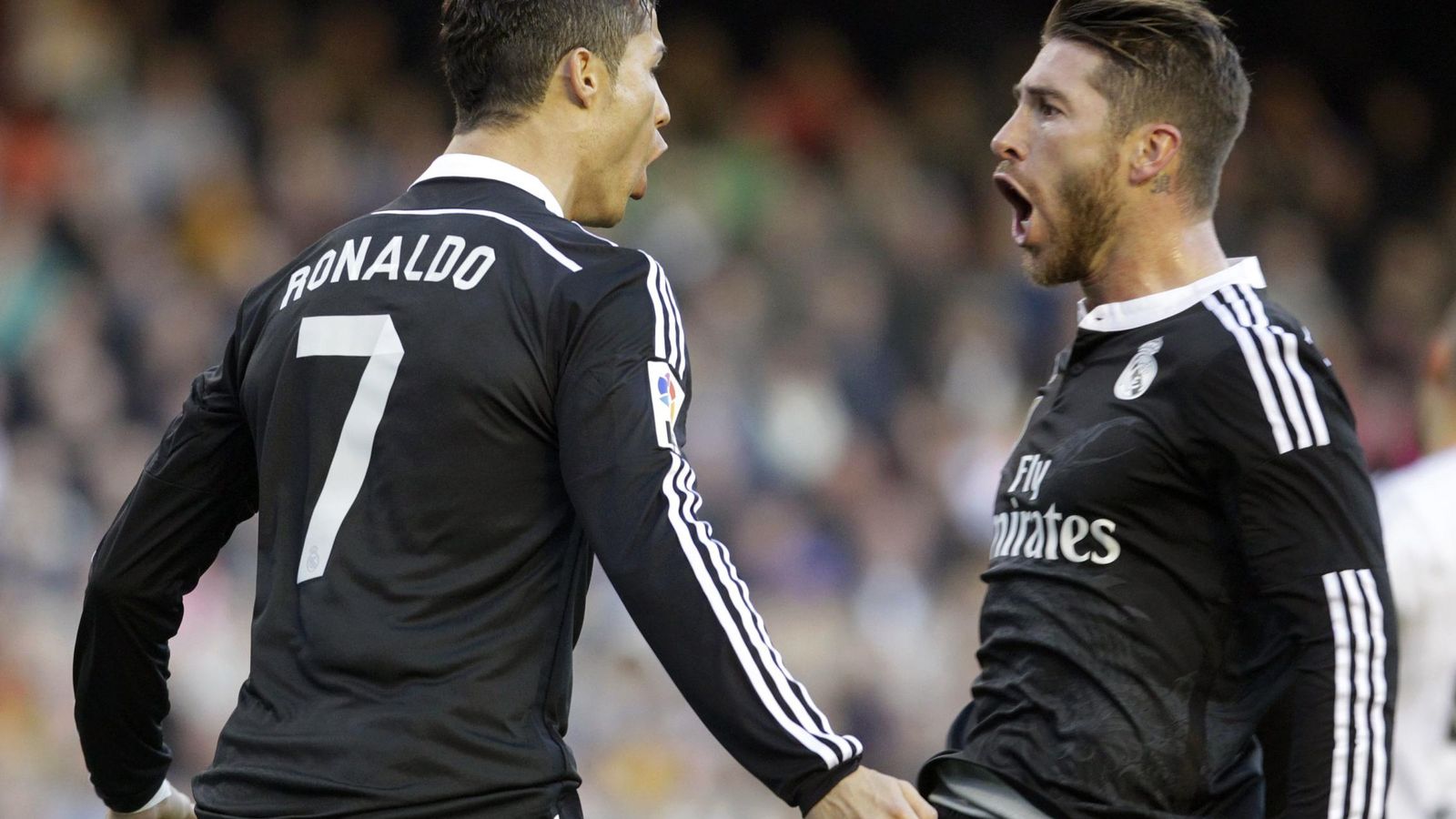 Foto: Cristiano Ronaldo y Sergio Ramos celebrando un gol madridista.
