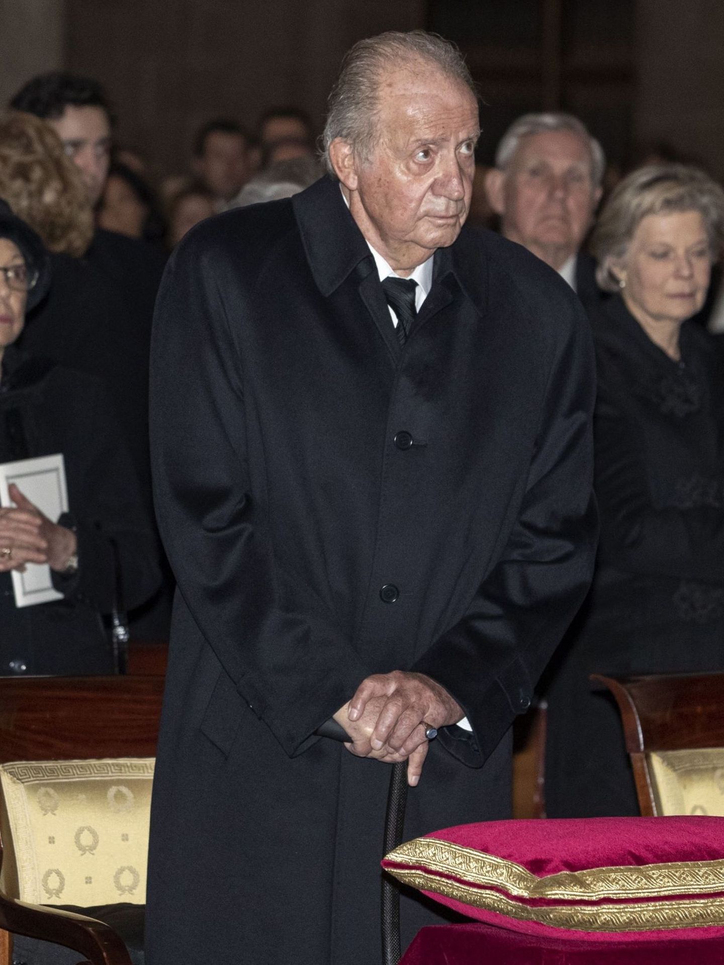 El rey Juan Carlos, en el funeral de la infanta Pilar. (EFE/Pool/Emilio Naranjo)