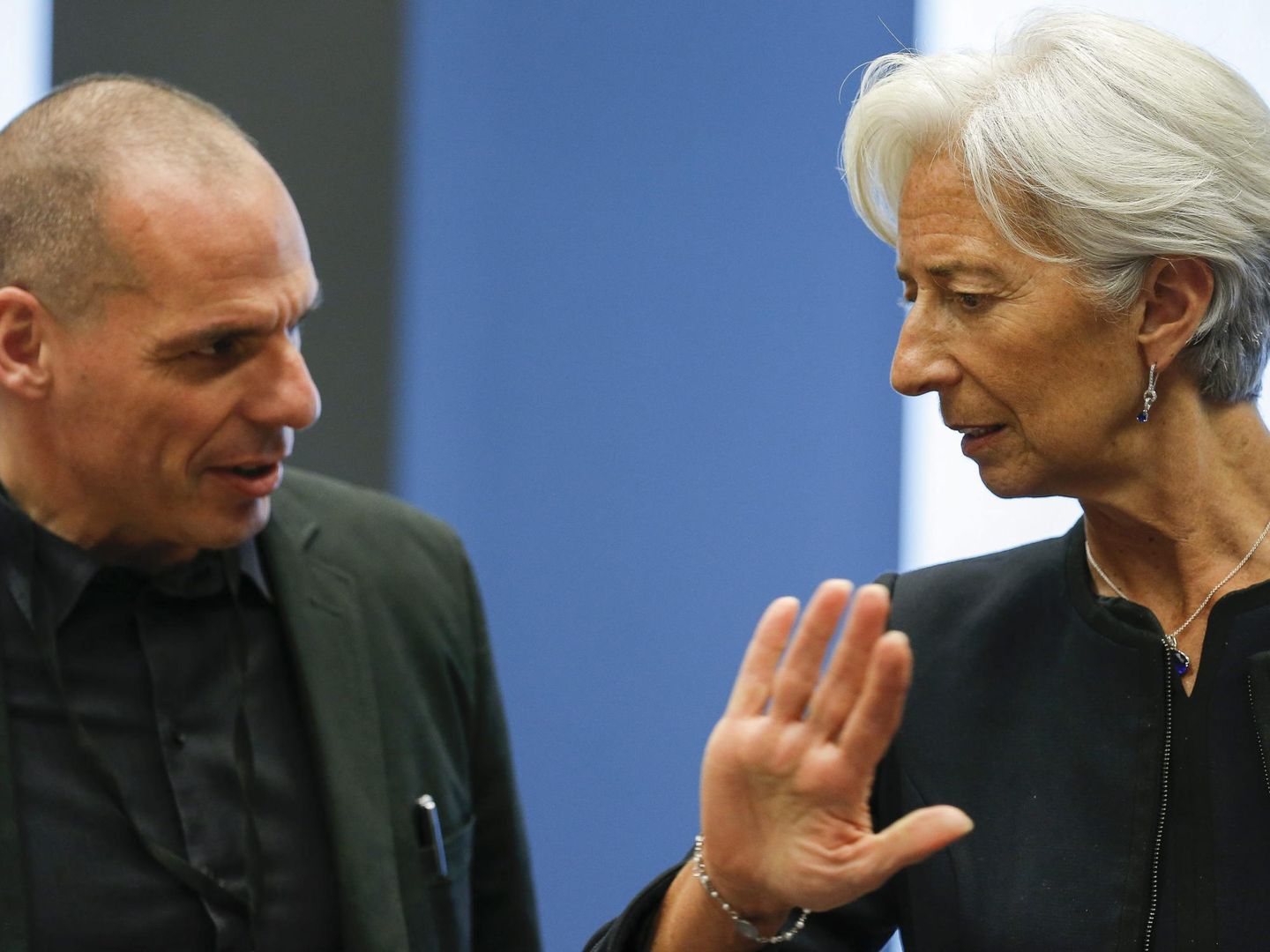 Yanis Varufakis y Christine Lagarde. (EFE)