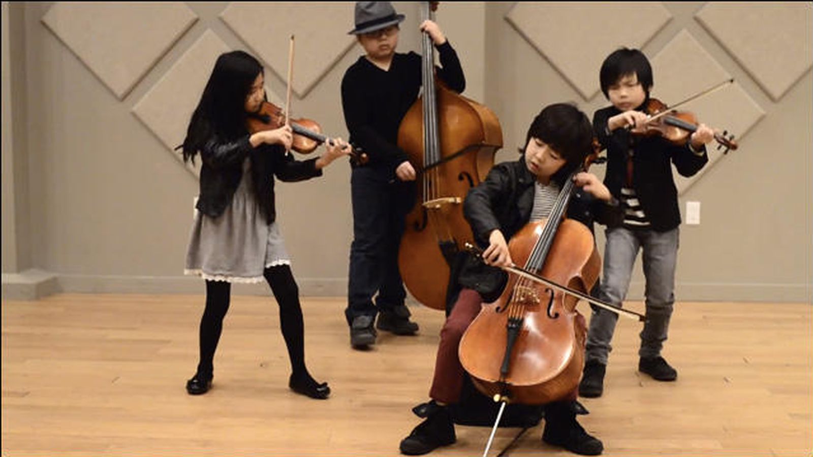 Foto: Los miembros del Joyous String Quartet apenas tienen 8 años