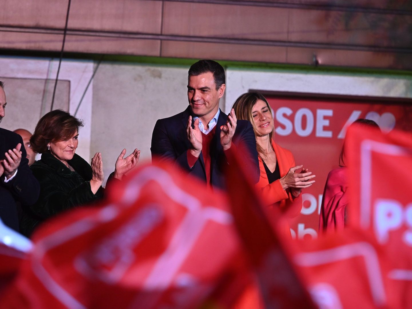 Pedro Sánchez celebra los resultados electorales (EFE)