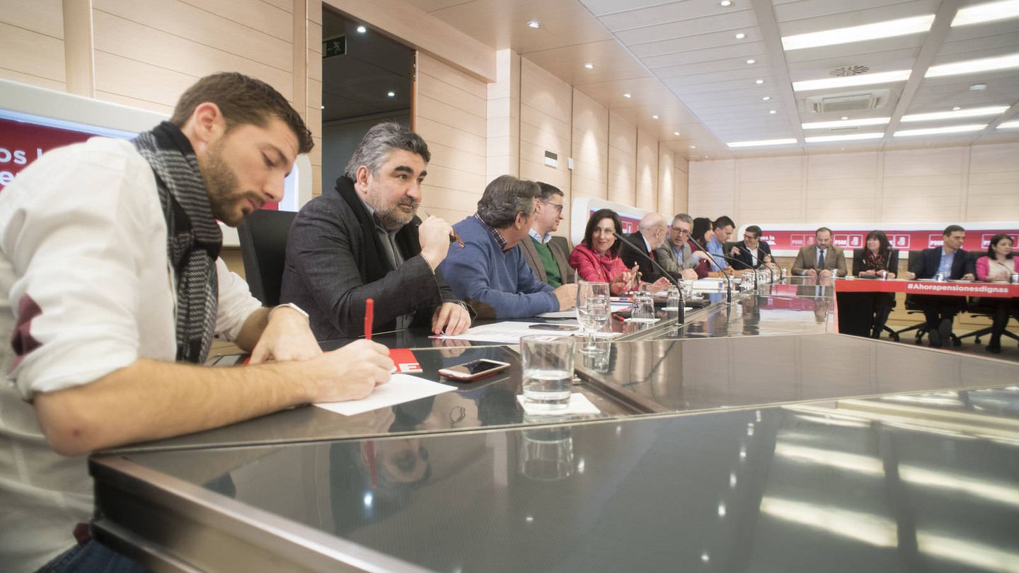 Pedro Sánchez, durante la reunión de la permanente de la ejecutiva federal, este 15 de enero en Ferraz. (Borja Puig | PSOE)