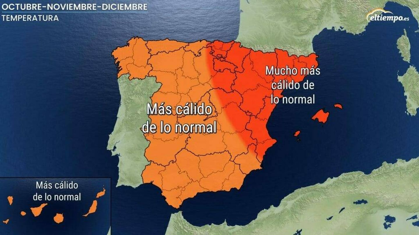 Se prevé que estos meses de octubre, noviembre y diciembre sean más cálidos de lo normal en España (Fuente: Eltiempo.es)
