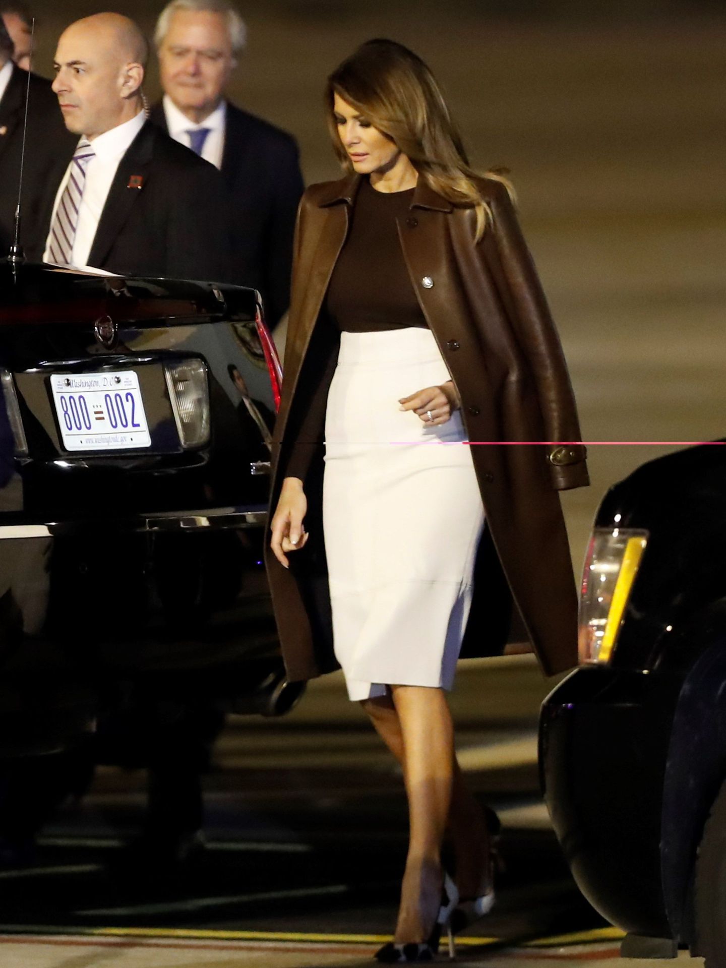 Melania Trump, impecable a su llegada a Buenos Aires. (EFE)