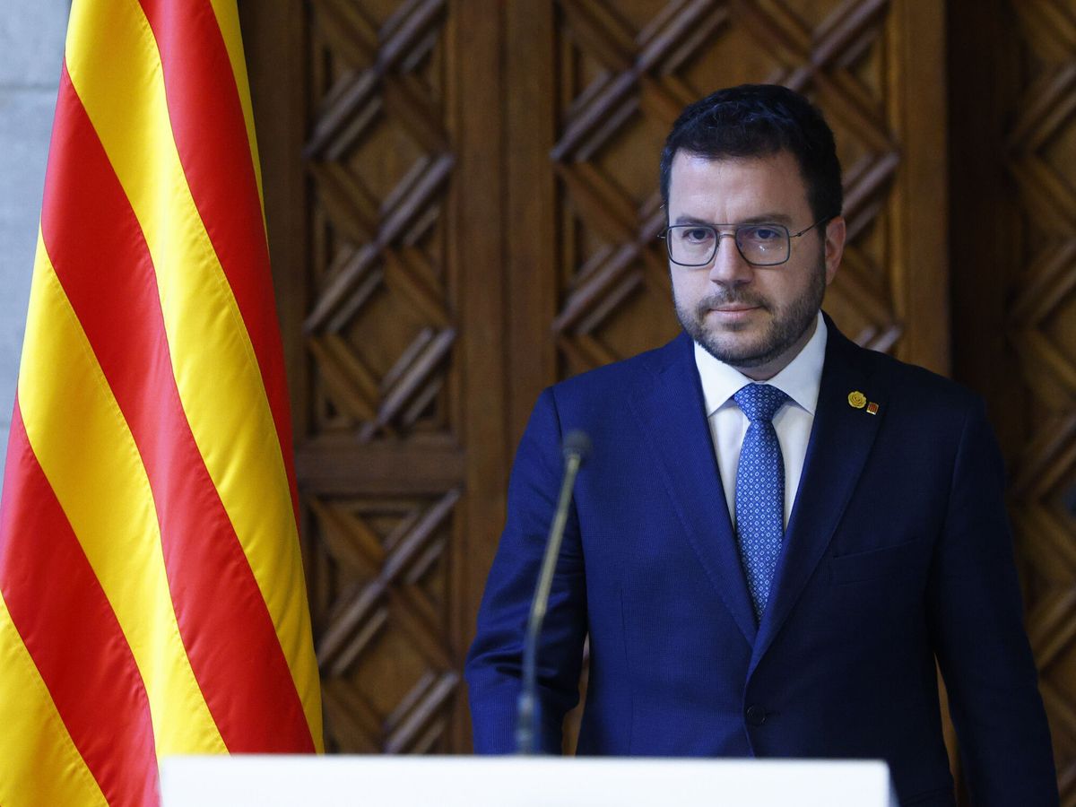 Foto: El presidente de la Generalitat, Pere Aragonès, durante el anuncio del adelanto electoral. (EFE/Quique García)