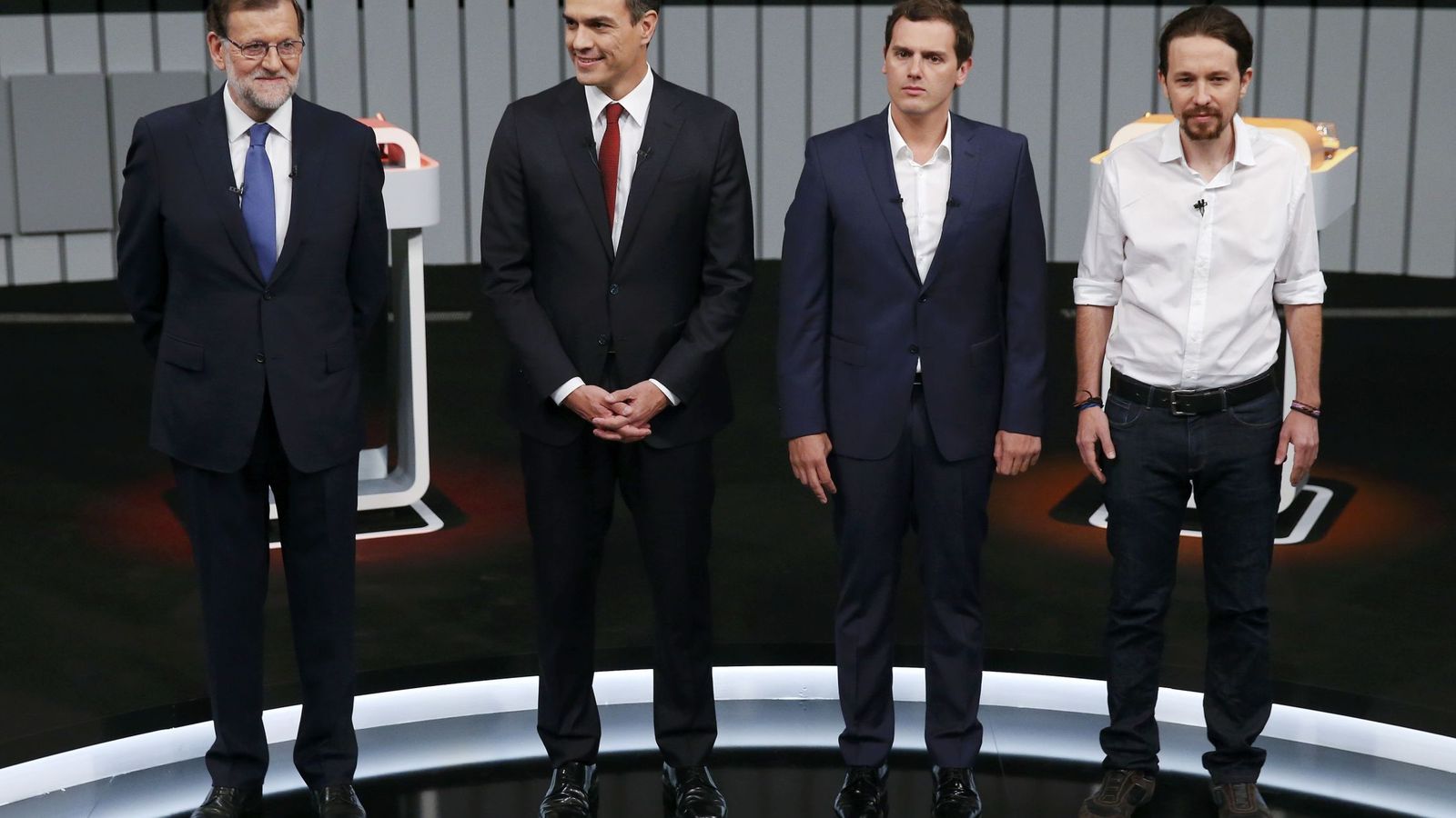Foto: El debate a cuatro entre Mariano Rajoy, Pedro Sánchez, Albert Rivera y Pablo Iglesias, este lunes por la noche. (Reuters)