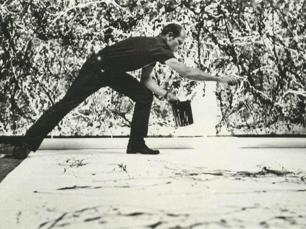 Foto: Jackson Pollock en acción.
