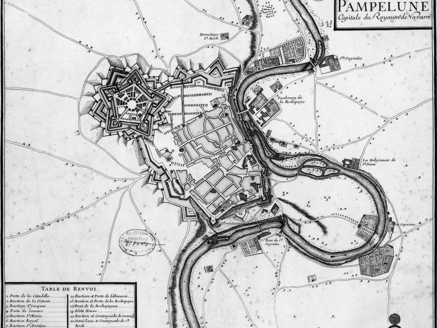 Plano de Pamplona en 1719. (Gaspard Baillieul/Dominio Público)