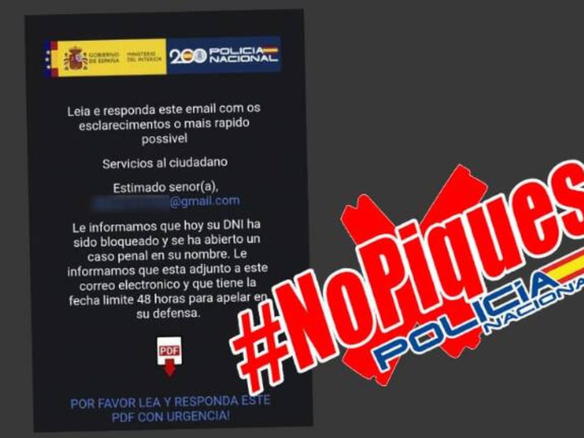 Foto: No es un mail, es una estafa: la Policía Nacional avisa de lo que debes hacer si recibes este correo electrónico. (Policía Nacional)
