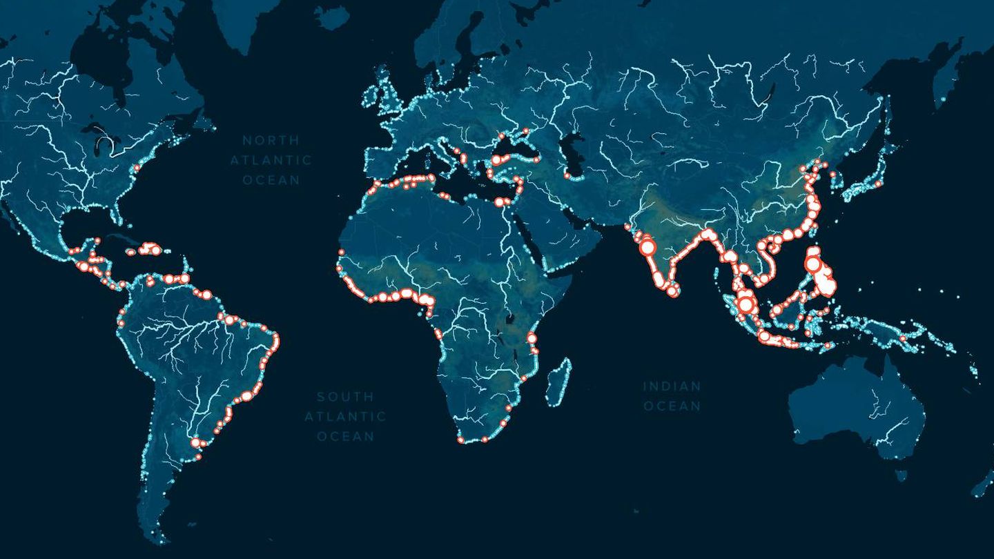 El mapa de los 1.000 ríos más contaminantes del mundo. The Ocean Cleanup