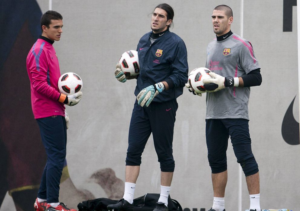 Foto: Los dos porteros del Barcelona, en une entrenamiento de 2011.