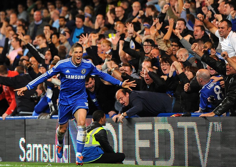 Foto: Fernando Torres celebra el gol que dio el triunfo al Chelsea ante el City