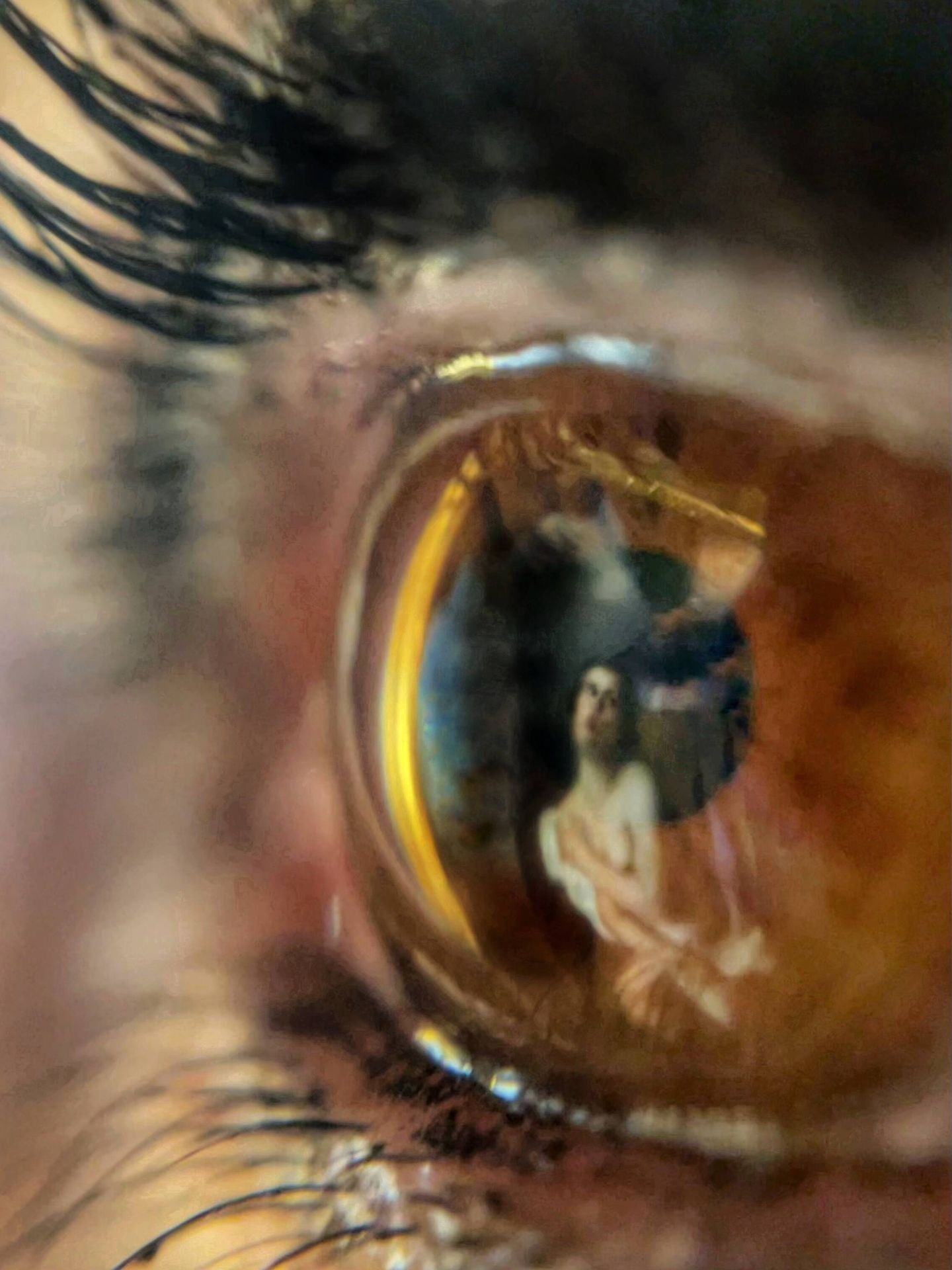La pupila de Mabel Lozano contemplando 'Susana y los viejos', de Artemisia Gentileschi. (Teresa Ordás)