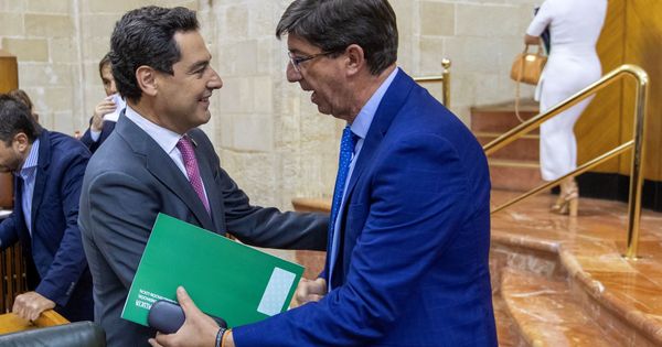 Foto: El presidente de la Junta, Juanma Moreno (i), y el vicepresidente Juan Marín (d). (EFE)