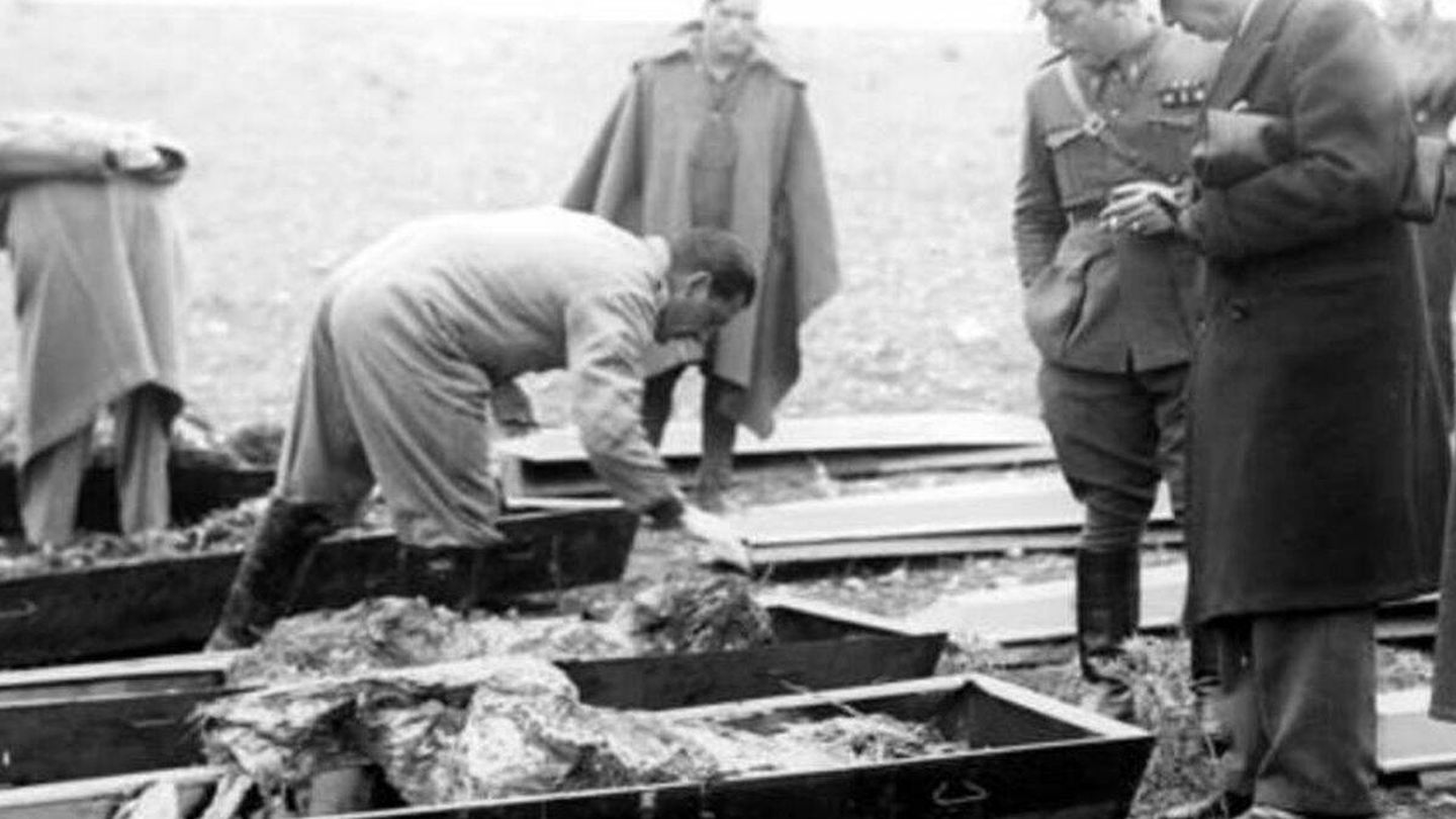 Exhumación de cadáveres en Soto de la Aldovea. 