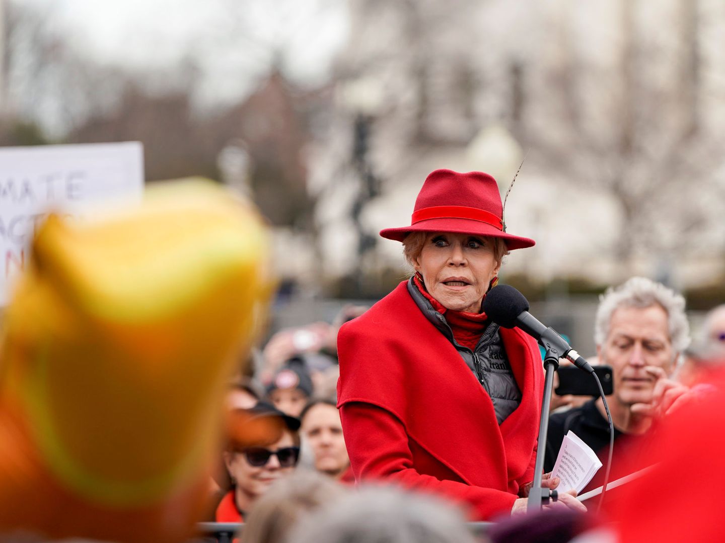 Jane Fonda, en una de las protestas frente al Capitolio. (Reuters)