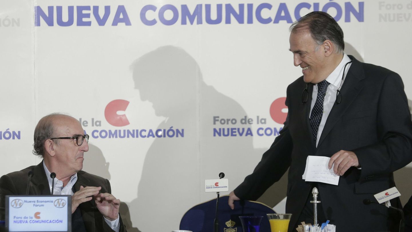 Jaume Roures, presidente de Mediapro, y Javier Tebas, presidente de LaLiga. (EFE)