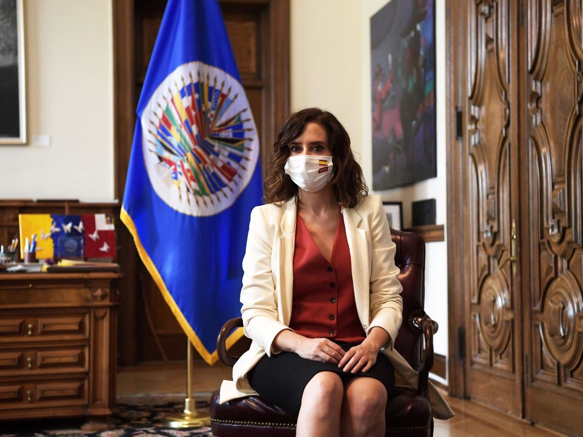 Foto: Isabel Díaz Ayuso, durante su visita a Washington en septiembre. (EFE/Lenin Nolly)