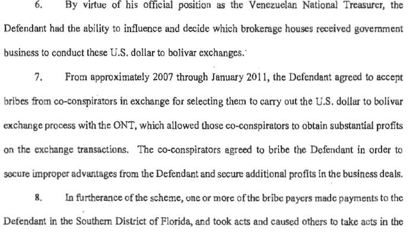 Fragmento del texto de acuerdo de cooperación de Andrade con la Justicia de EEUU.