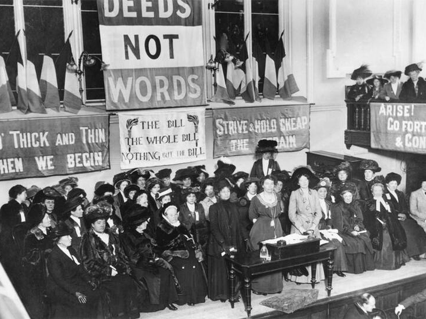 Mujeres sufragistas inglesas piden el derecho a voto en 1908. (Imagen de archivo)