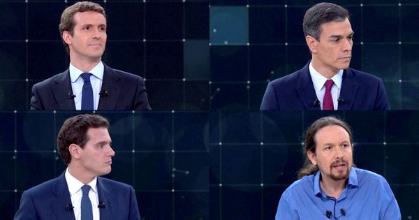 Foto: Los cuatro candidatos que participaron en el debate de RTVE. (Reuters) 