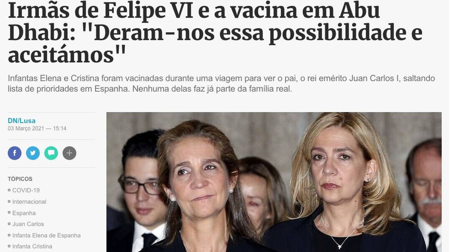  El titular del 'Diario de Noticias' portugués.
